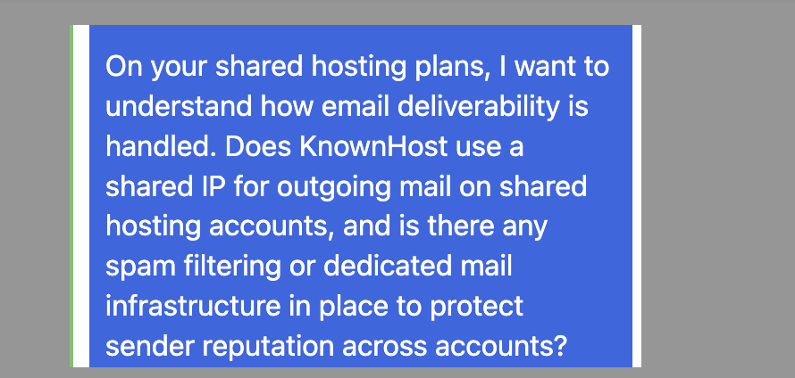 screenshot of Knownhost live chat menu