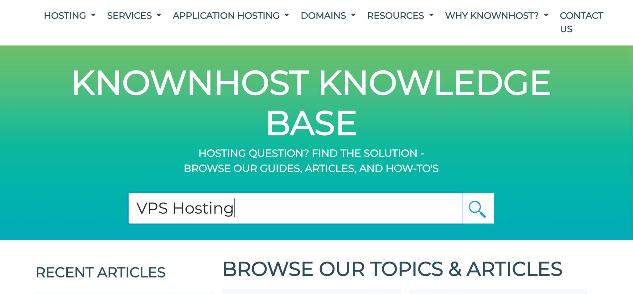 screenshot of Knownhost Knowledge Base
