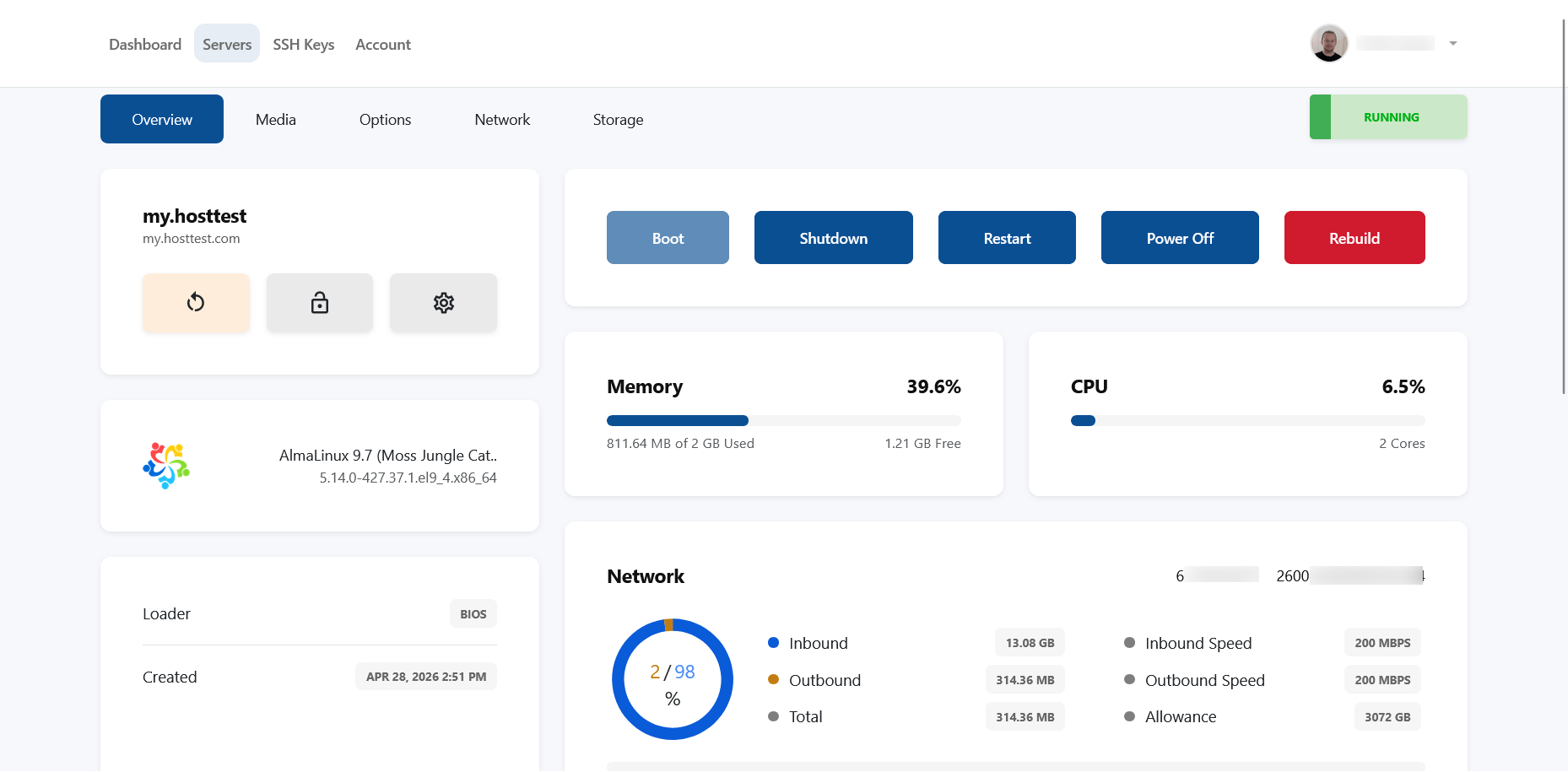 screenshot of Server Overview