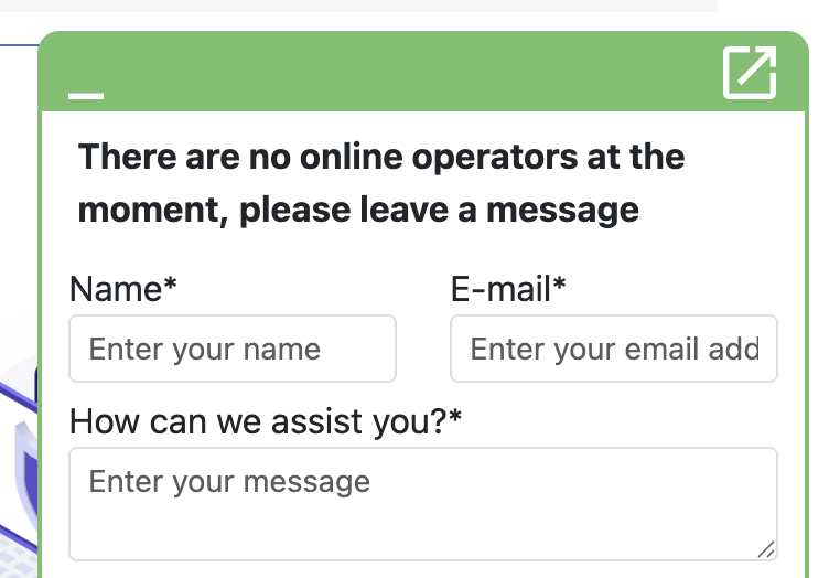 screenshot of Knownhost live chat menu