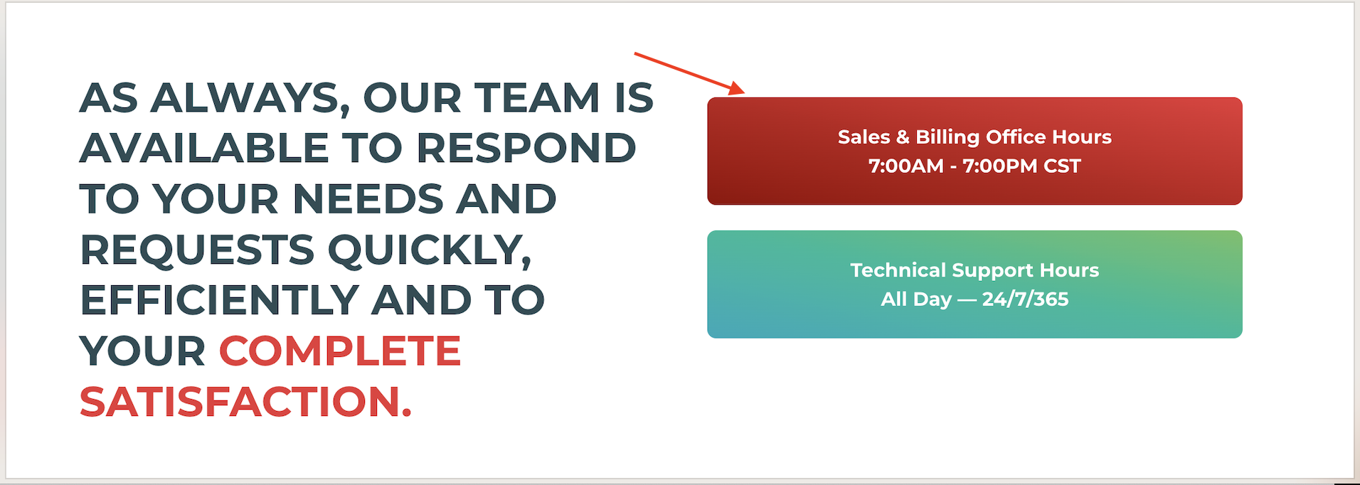 screenshot of Knownhost Sales & Billing Office Hours