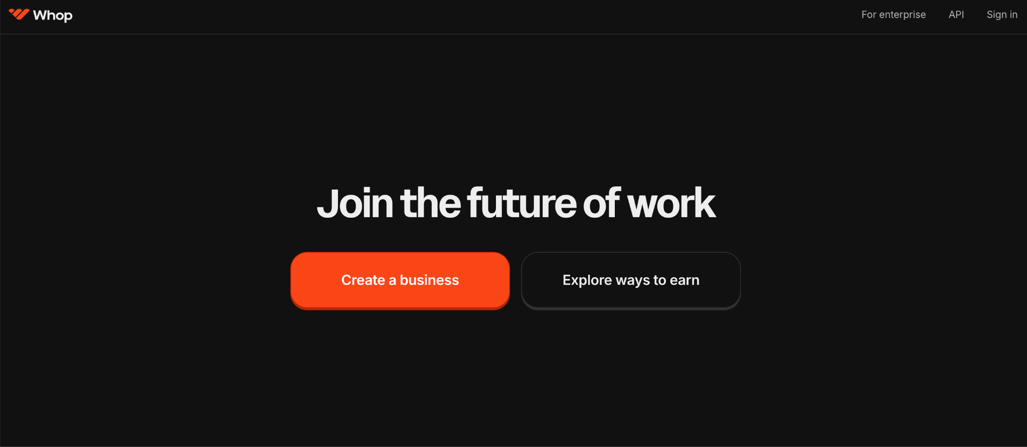 Whop homepage