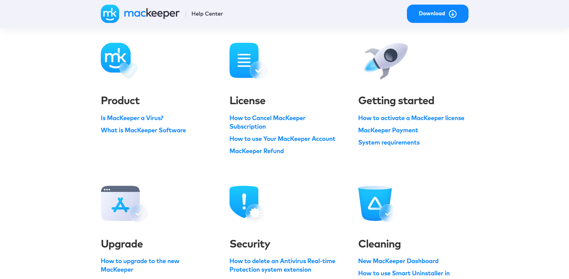 screenshot of the Help Center