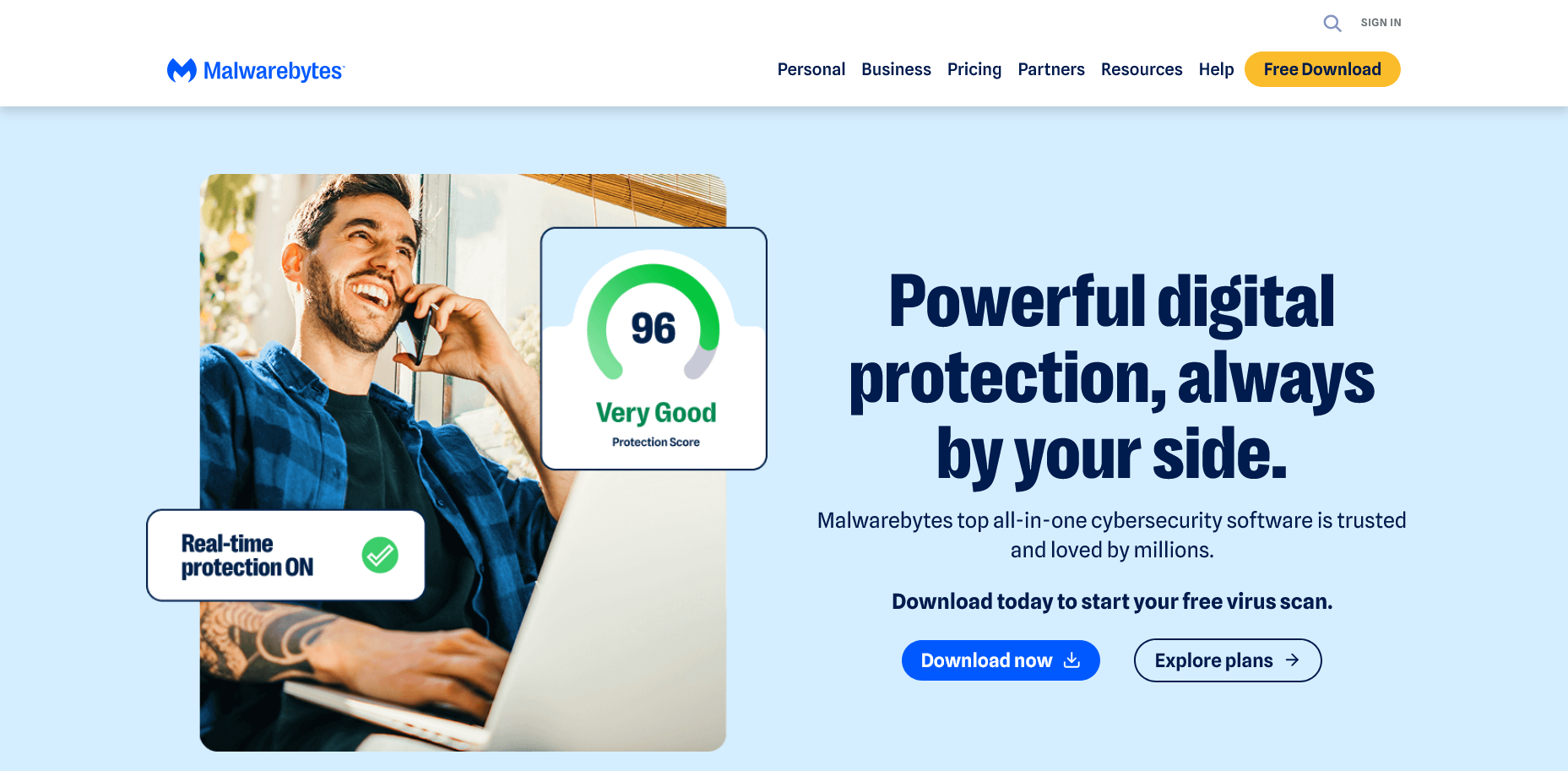 screenshot web stranice Malwarebytesa