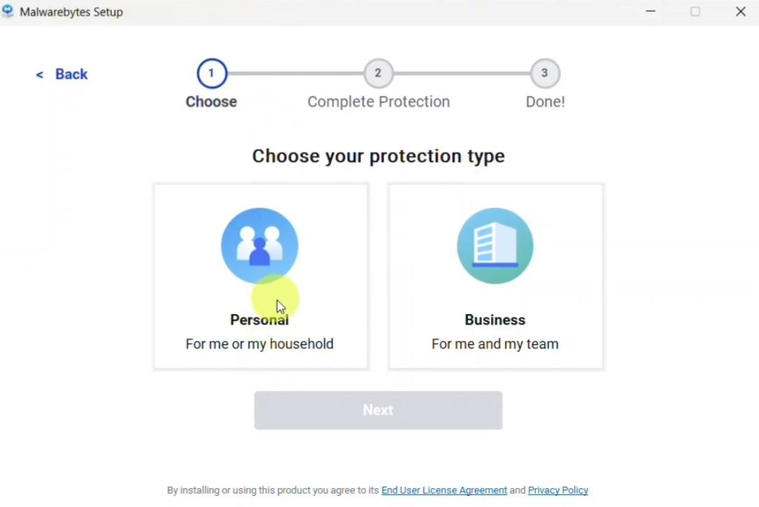 screenshot Malwarebytes Setupa