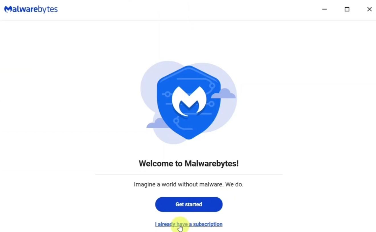 screenshot dobrodošlice Malwarebytesa