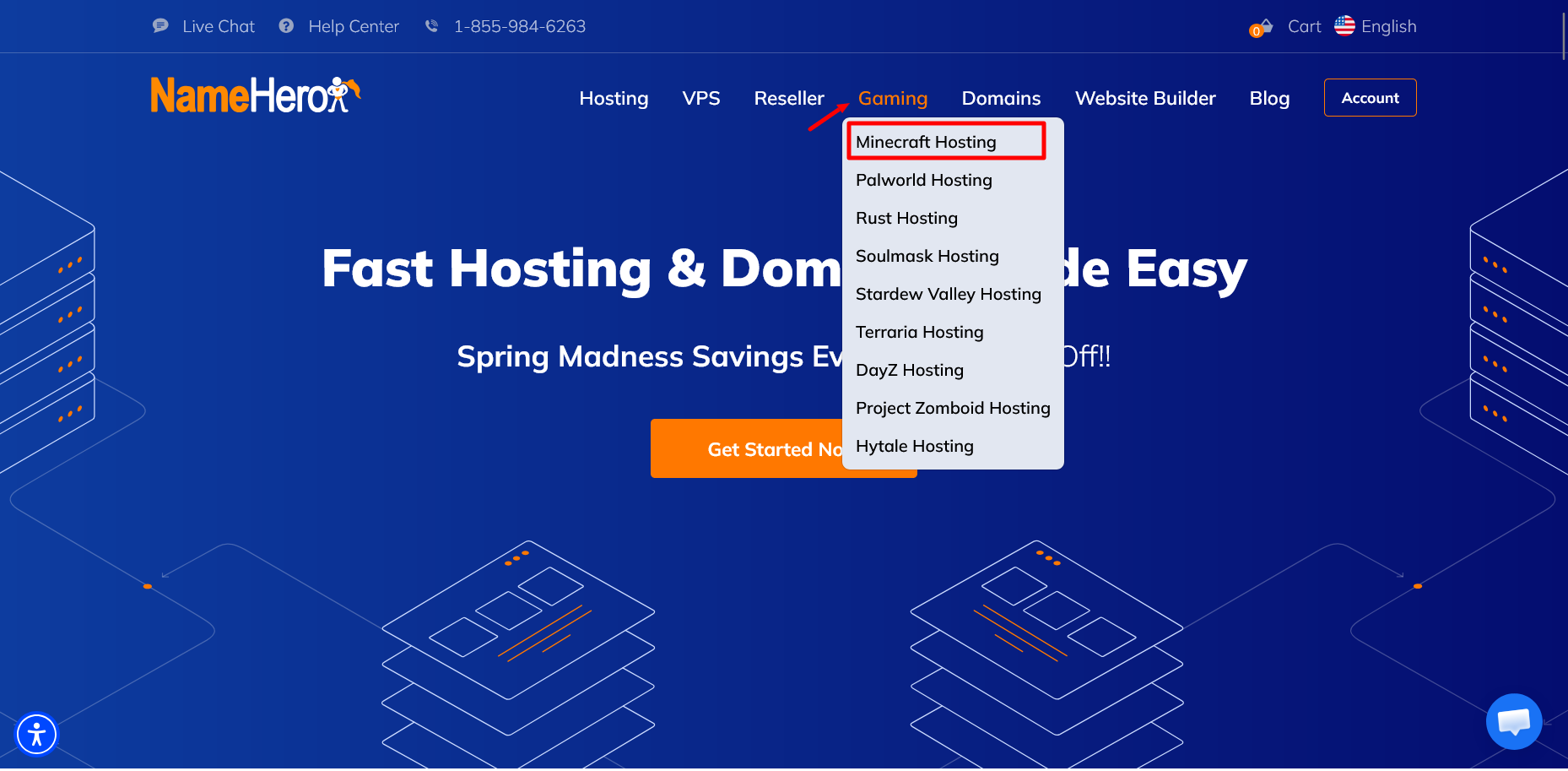 NameHero Gaming services listのスクリーンショット