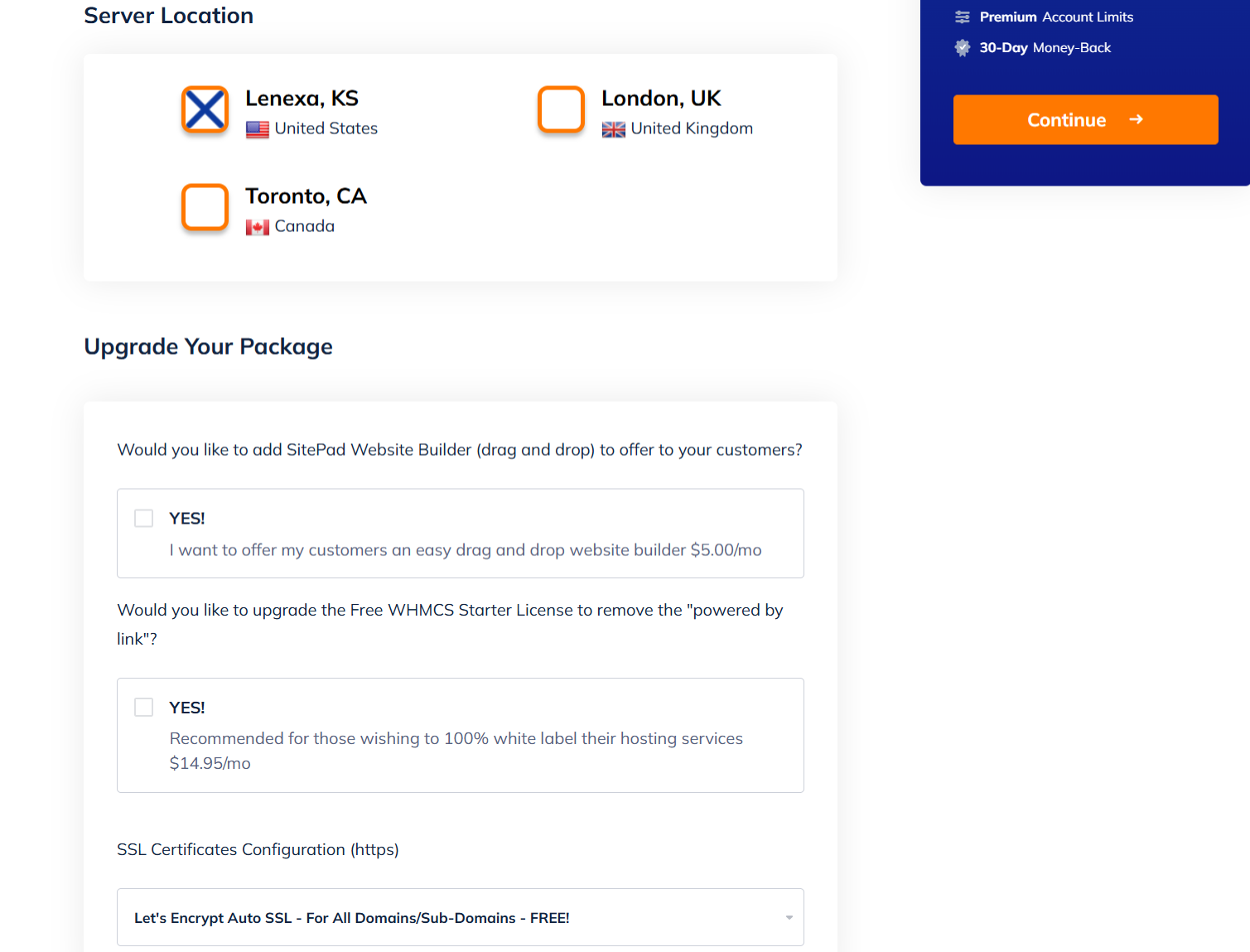 screenshot of Namehero Server locations