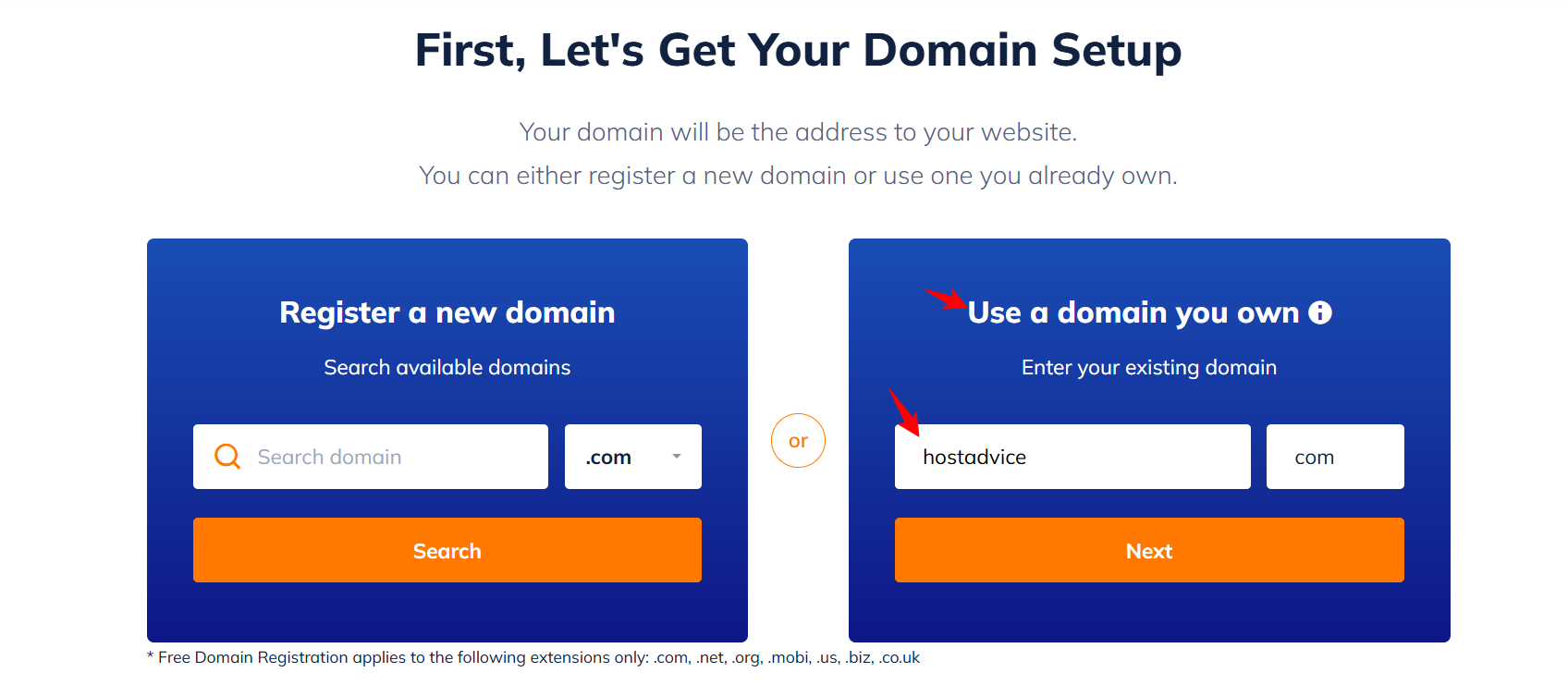 screenshot of Namehero Domain Setup
