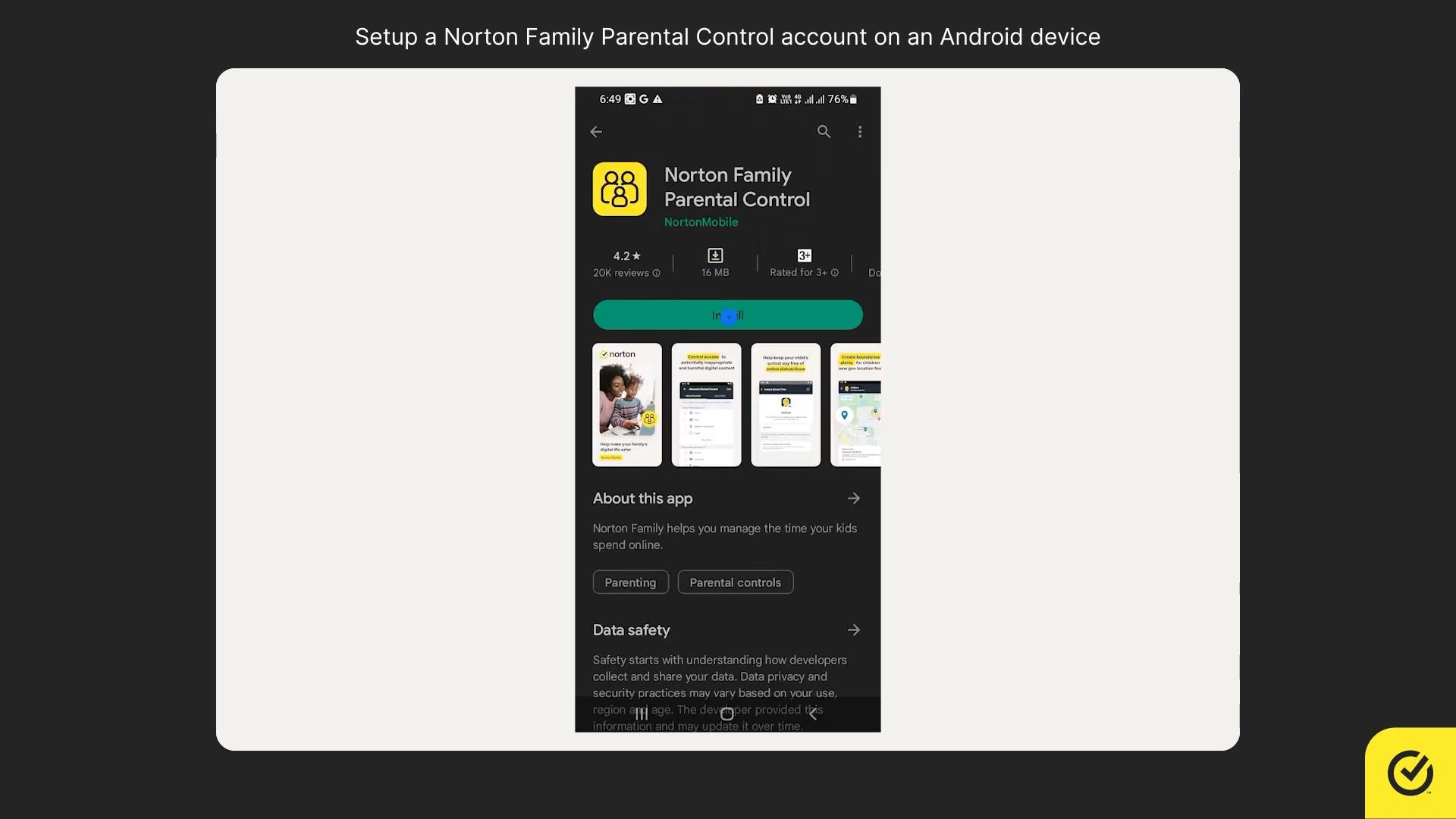 screenshot of Norton Family app in Play Market