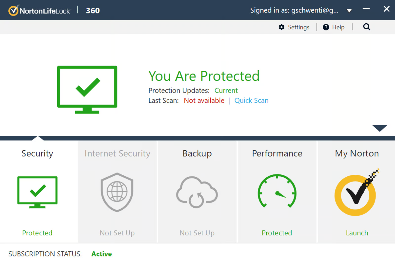 screenshot of NortonLifeLock