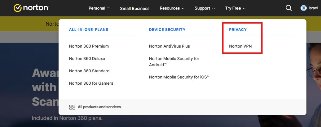 screenshot of Norton services list