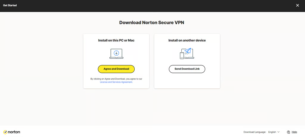 screenshot of Download page
