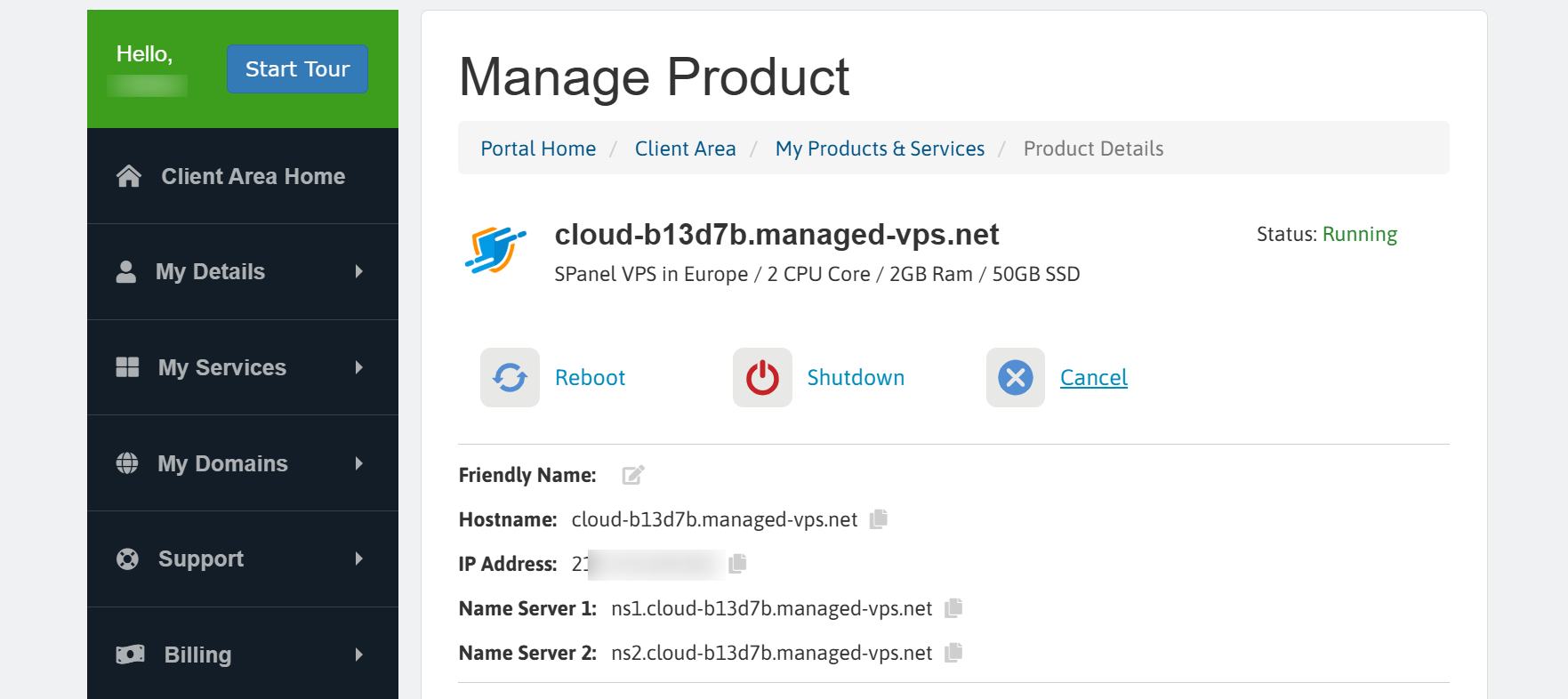 screenshot of Manage Product page