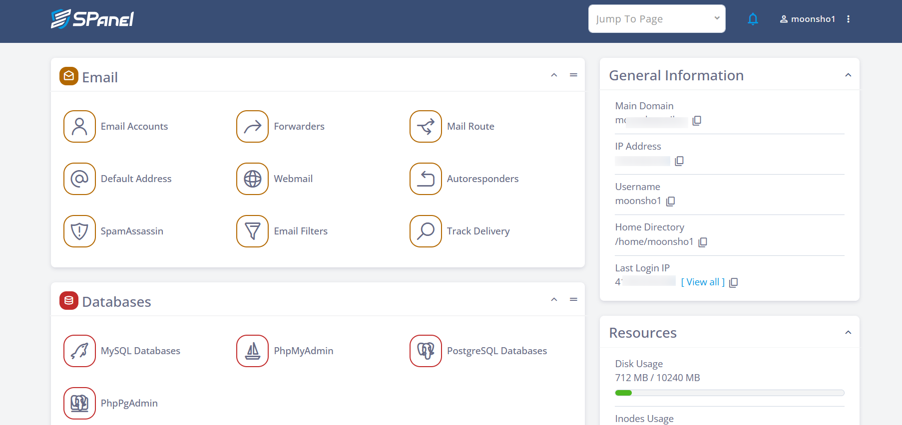 screenshot of SPanel