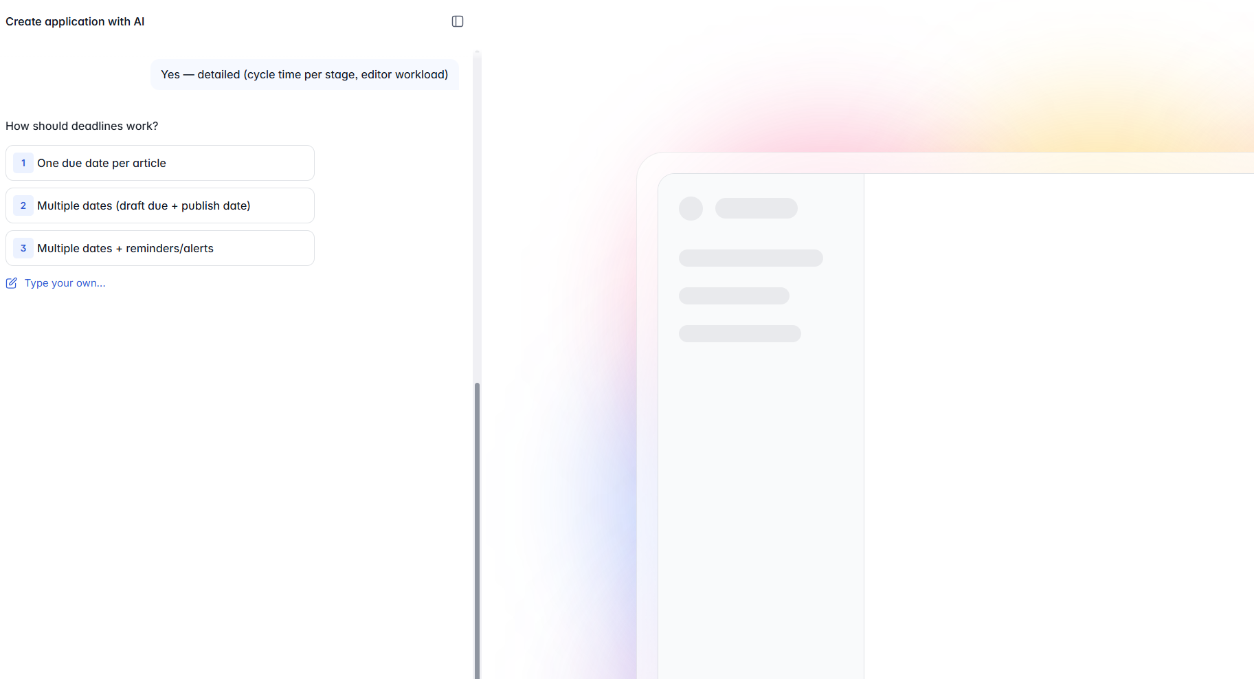 screenshot of Softr AI chat conversation