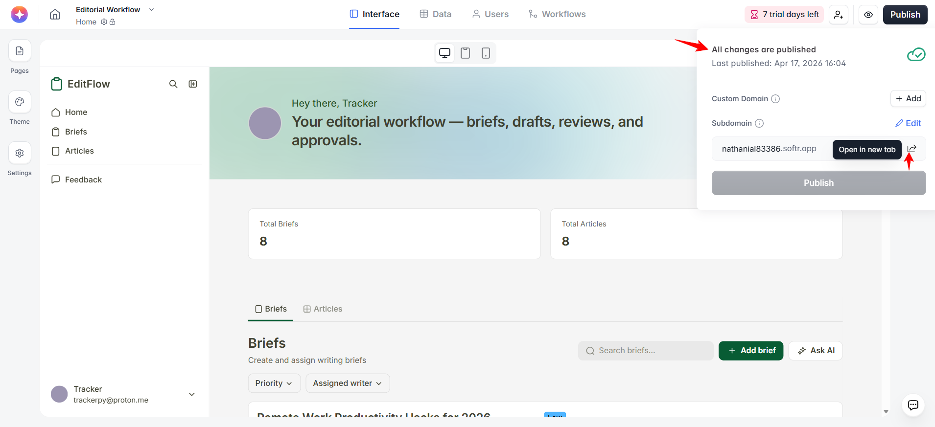 screenshot of the view button