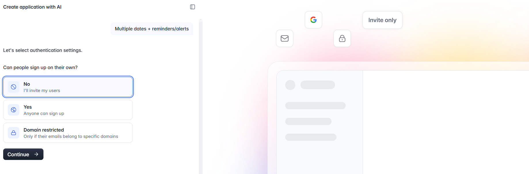 screenshot of Softr AI chat conversation