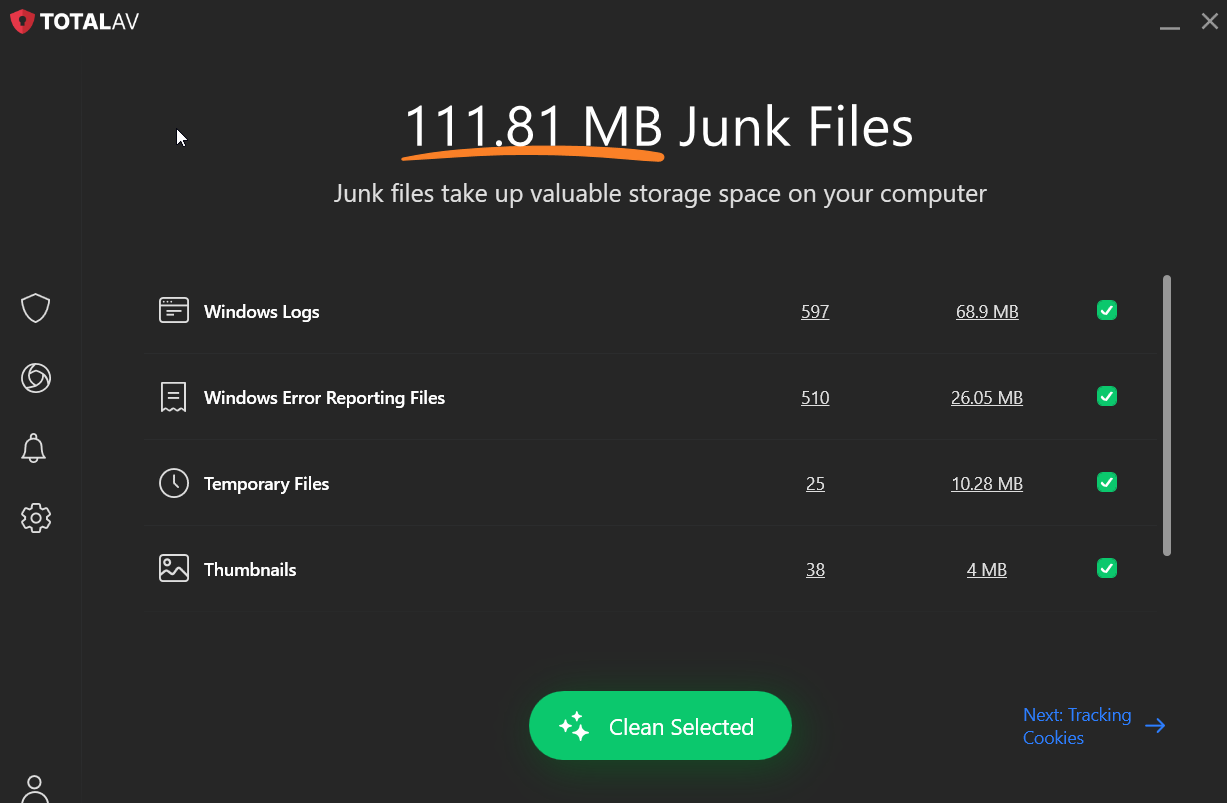 screenshot of Junk Files