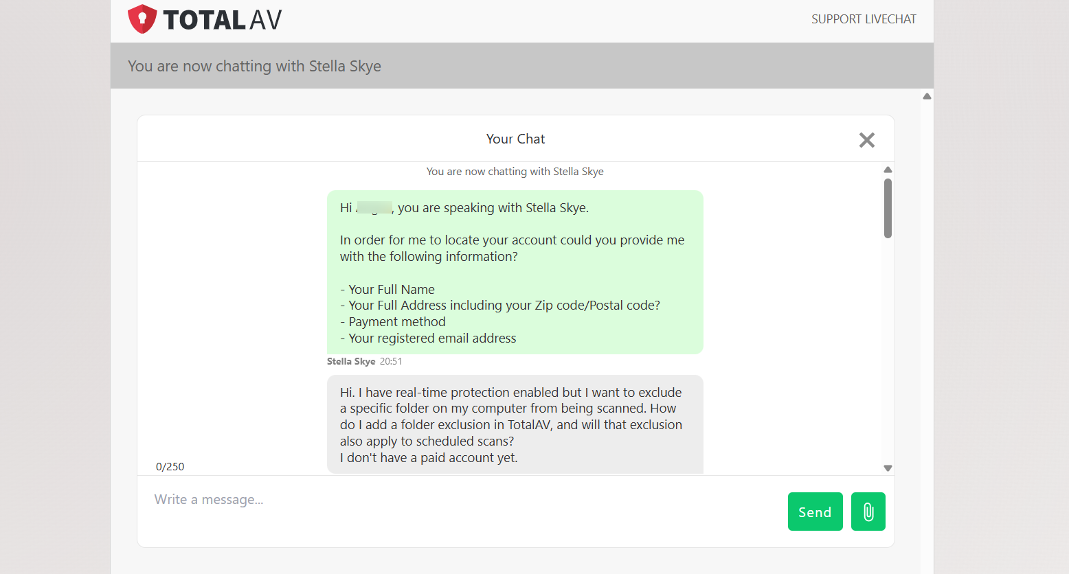 screenshot of Chat conversations