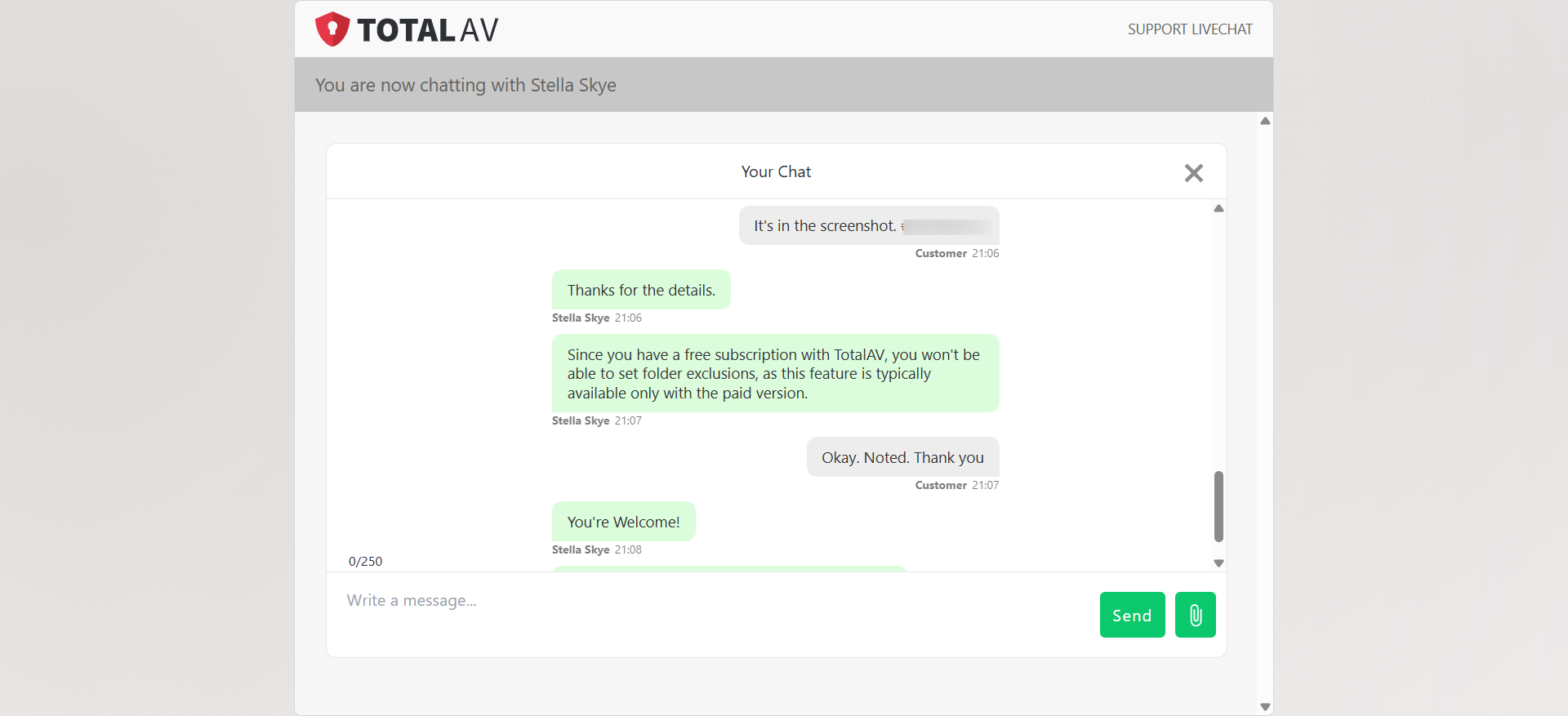 screenshot of Chat conversations