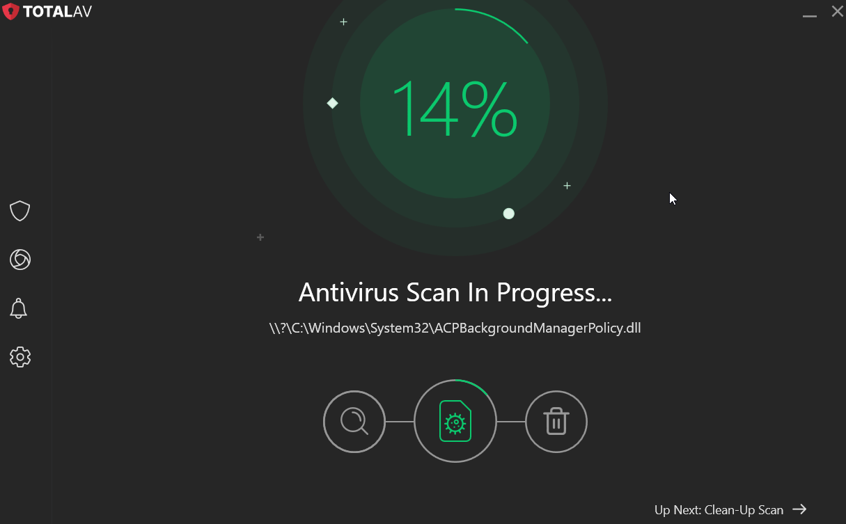 screenshot of Scan progress