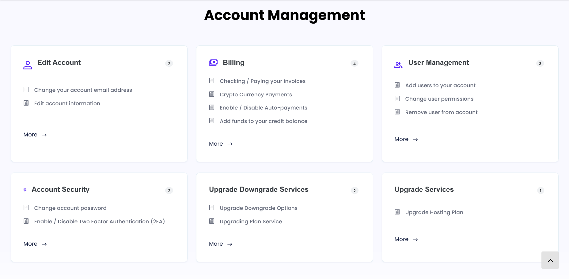 screenshot of Account Management page