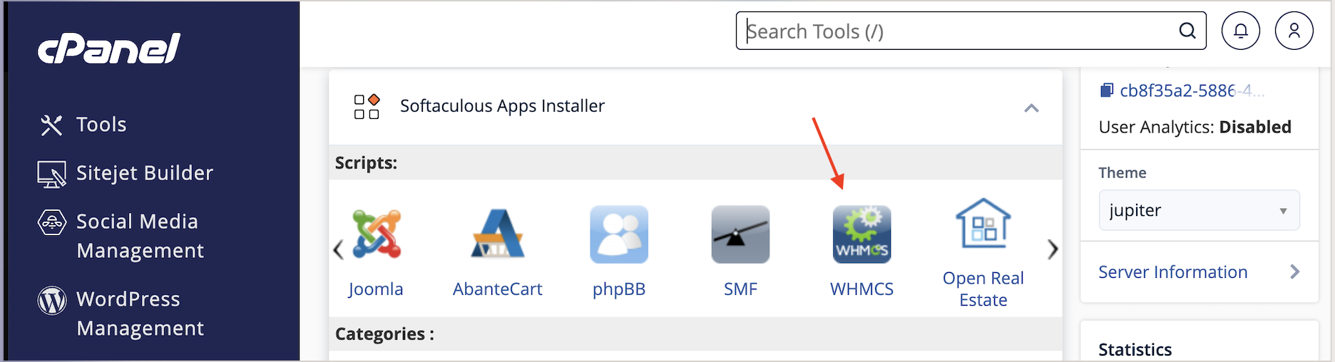 WHMCS installer available through Softaculous in cPanel