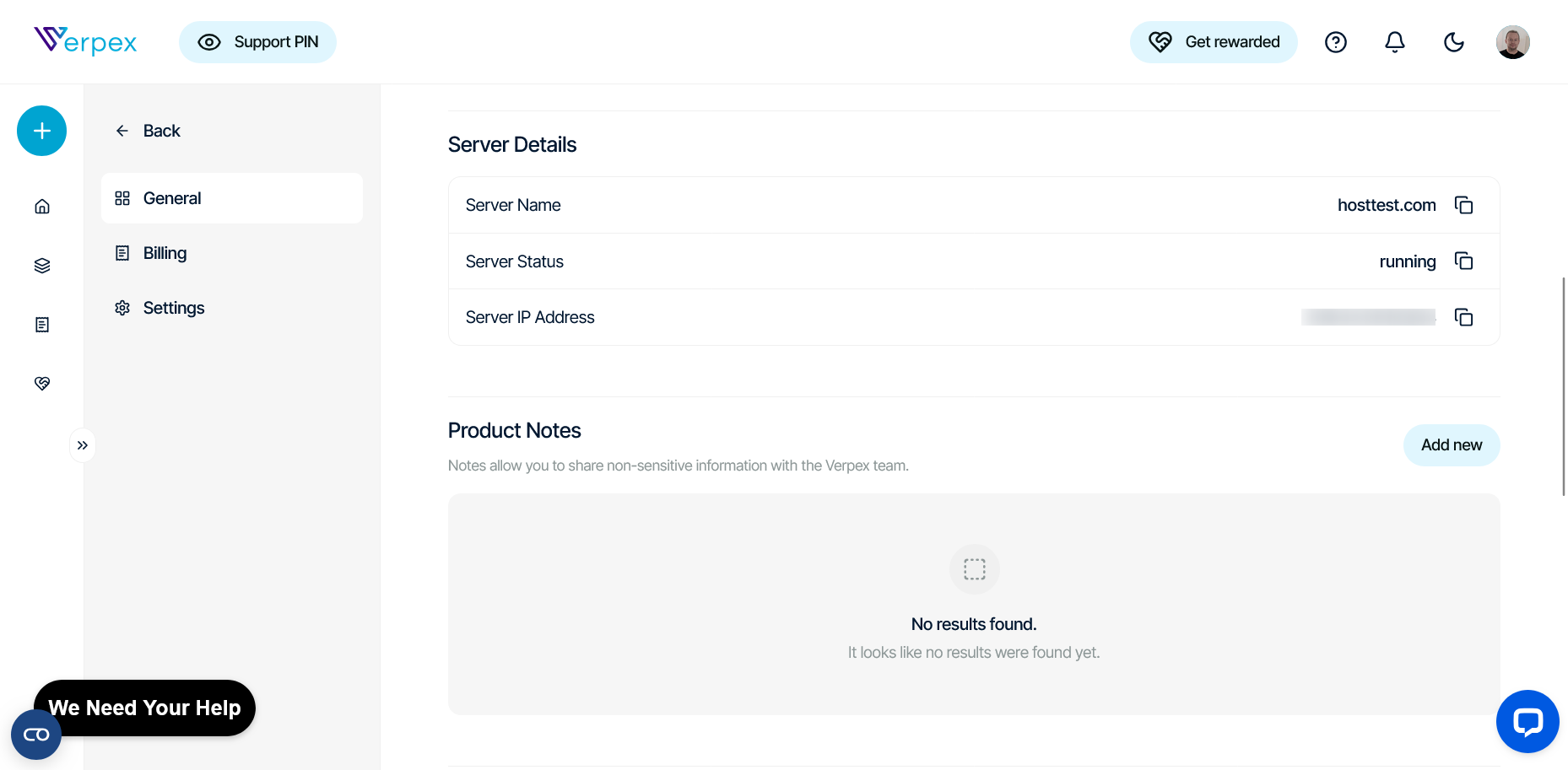 screenshot of the Management panel General tab