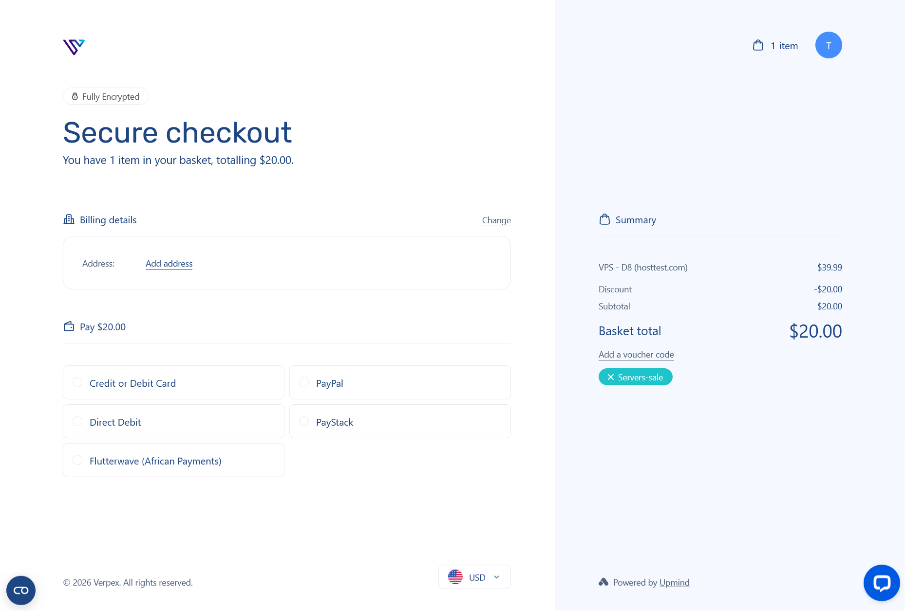 screenshot of Secure checkout