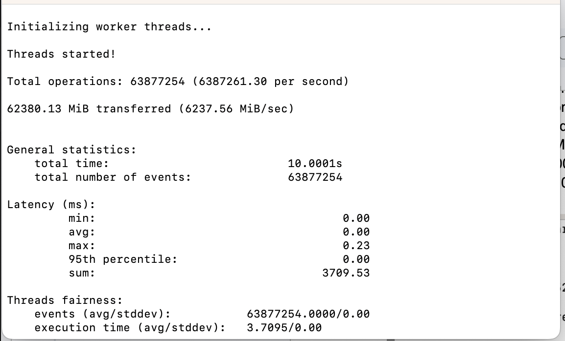 Verpex VPS memory benchmark results showing transfer speed and operations per second