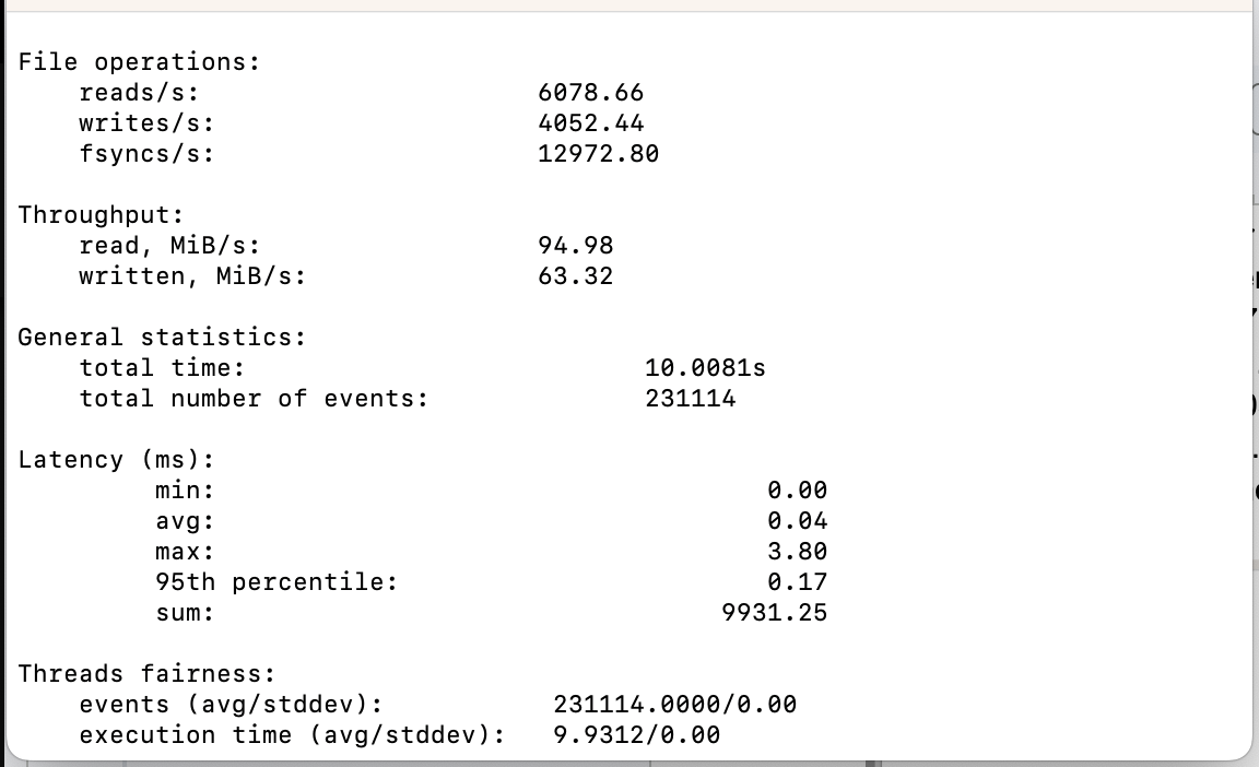 Verpex VPS disk I/O benchmark results showing read and write throughput