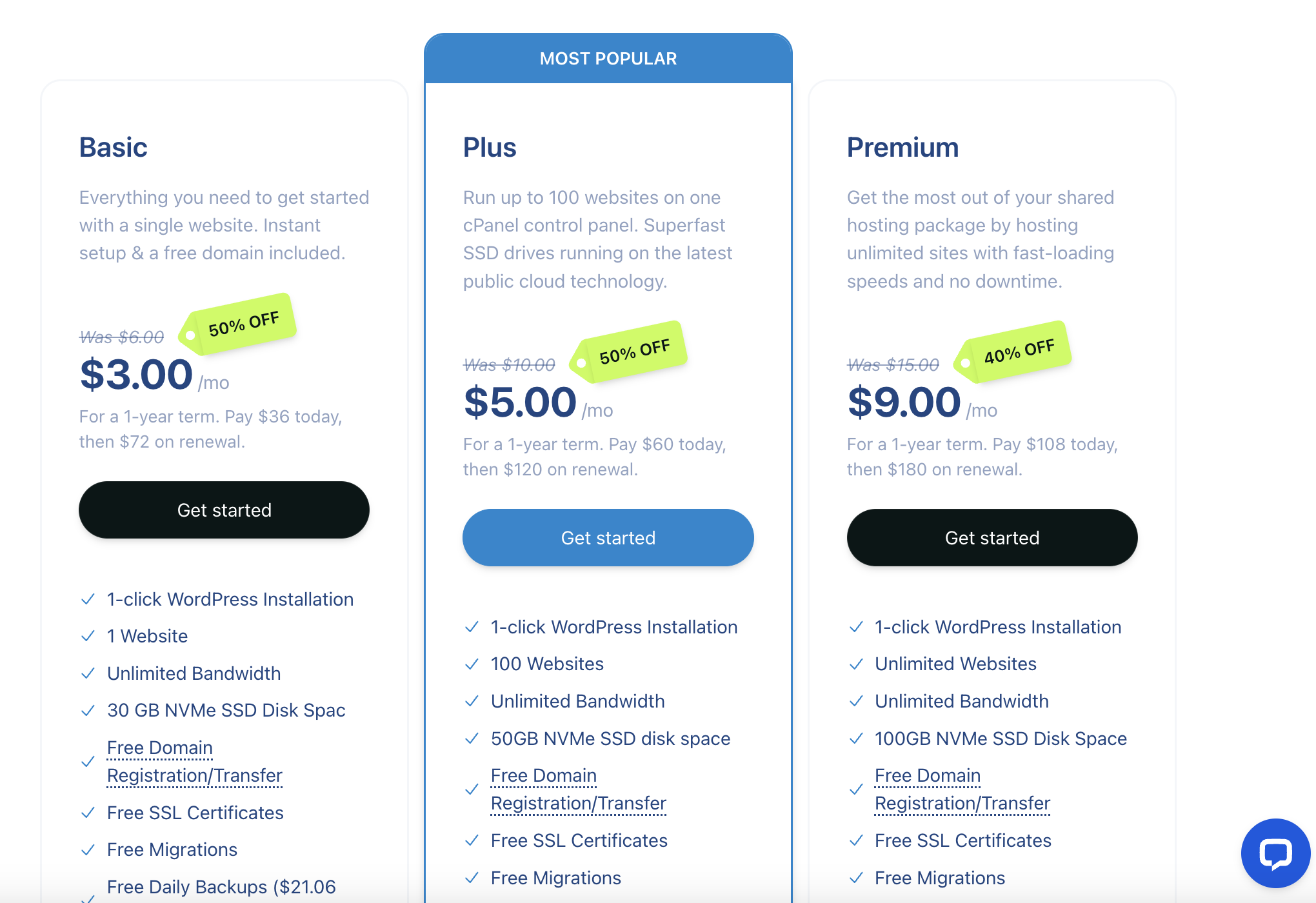 Niveaux tarifaires de l’hébergement WordPress Verpex