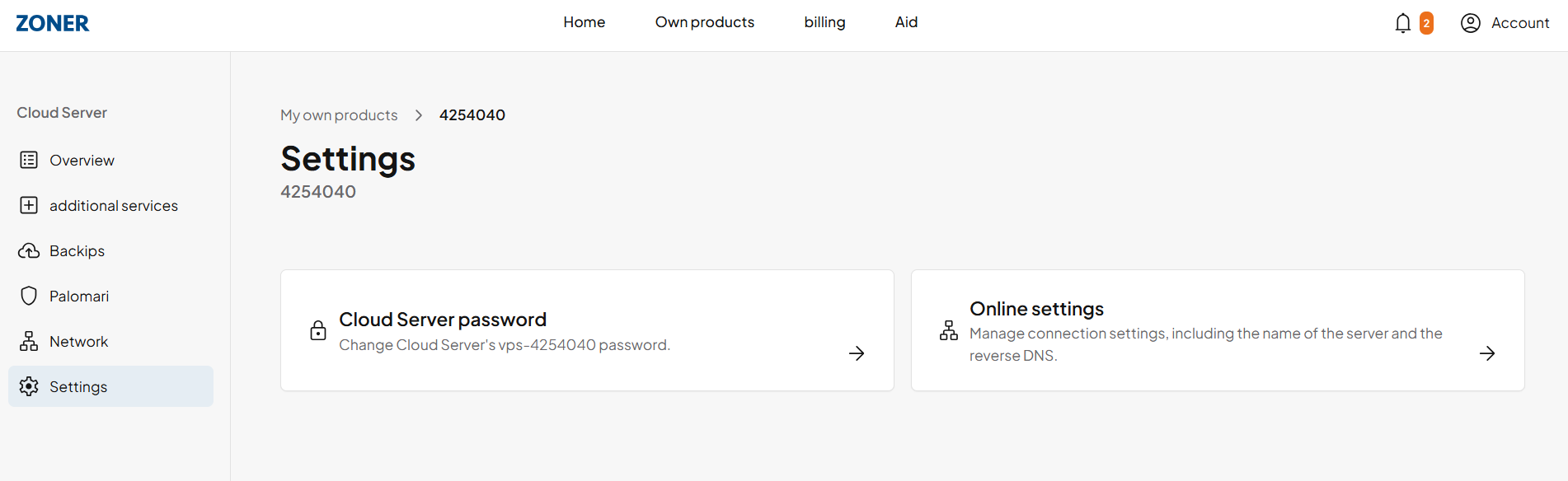 screenshot of Zoner Settings
