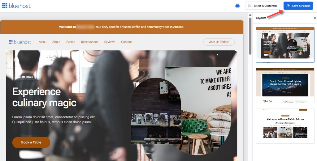 Bluehost Website Customization Preview