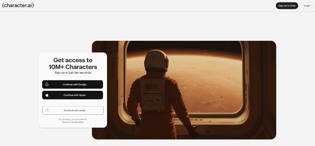 Character AI website.
