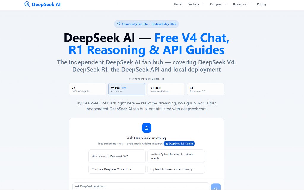 DeepSeek's website.