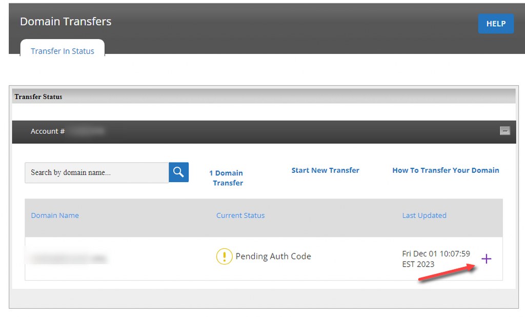 Expand the transfer entry to view additional transfer options and status updates.