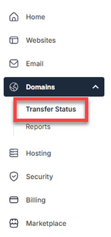 Go to Domains, Transfer Status to track the transfer.