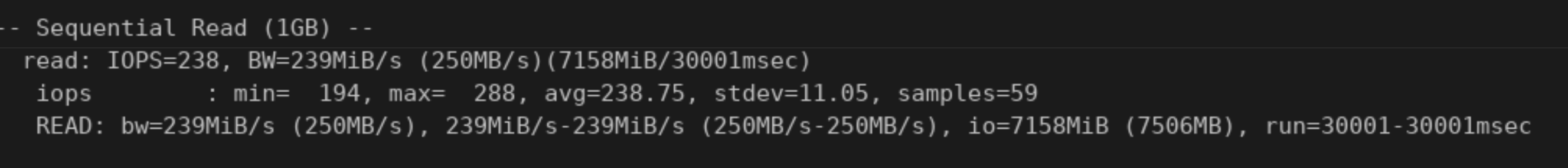 screenshot of IPServer DIsk I/O One Hong Kong NovaCloud Sequintial Read test