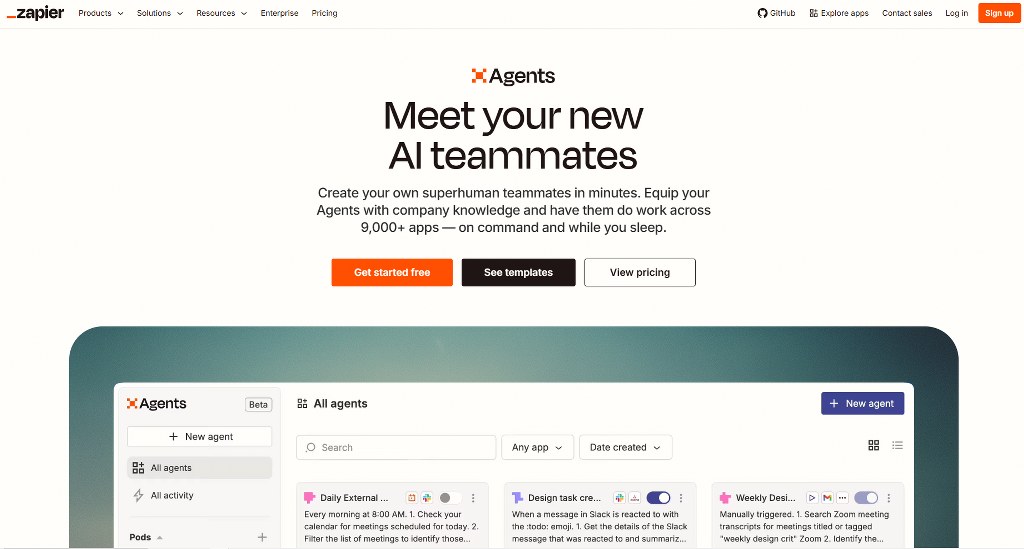 Zapier Agents webpage.