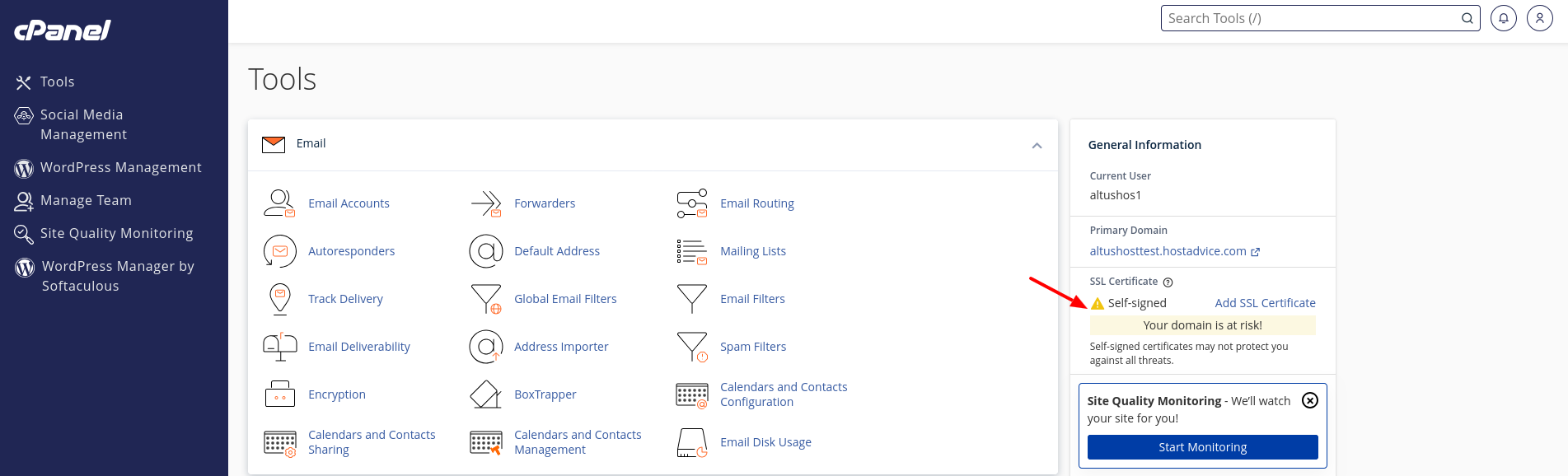 screenshot of User general Information