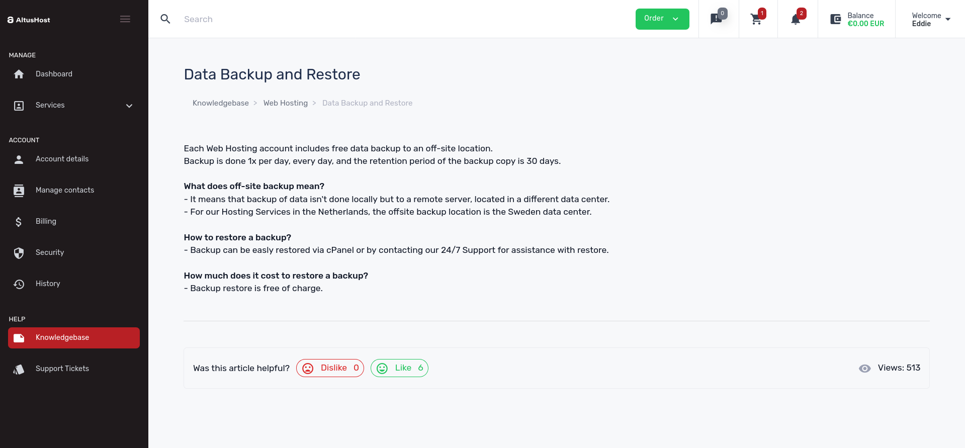 screenshot of Help Article