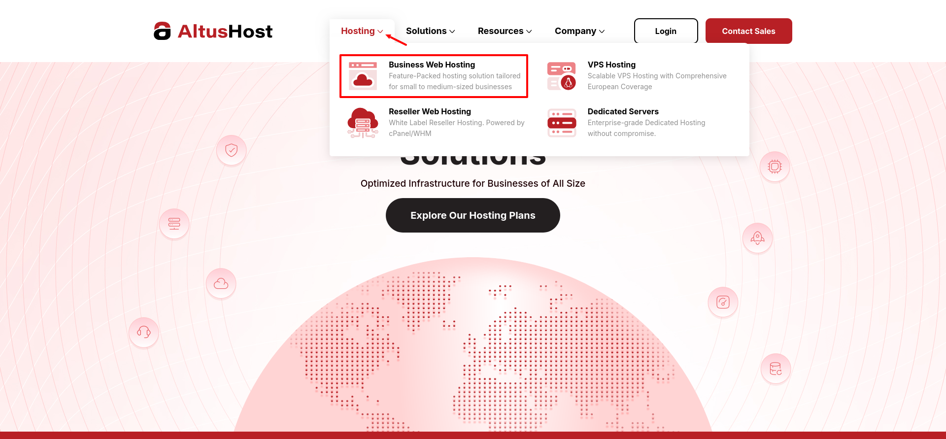 screenshot of Altushost Hosting Services