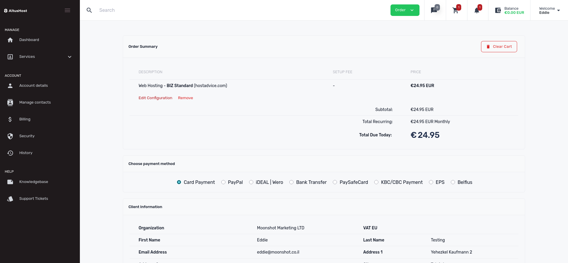 screenshot of 'Order Summary' page