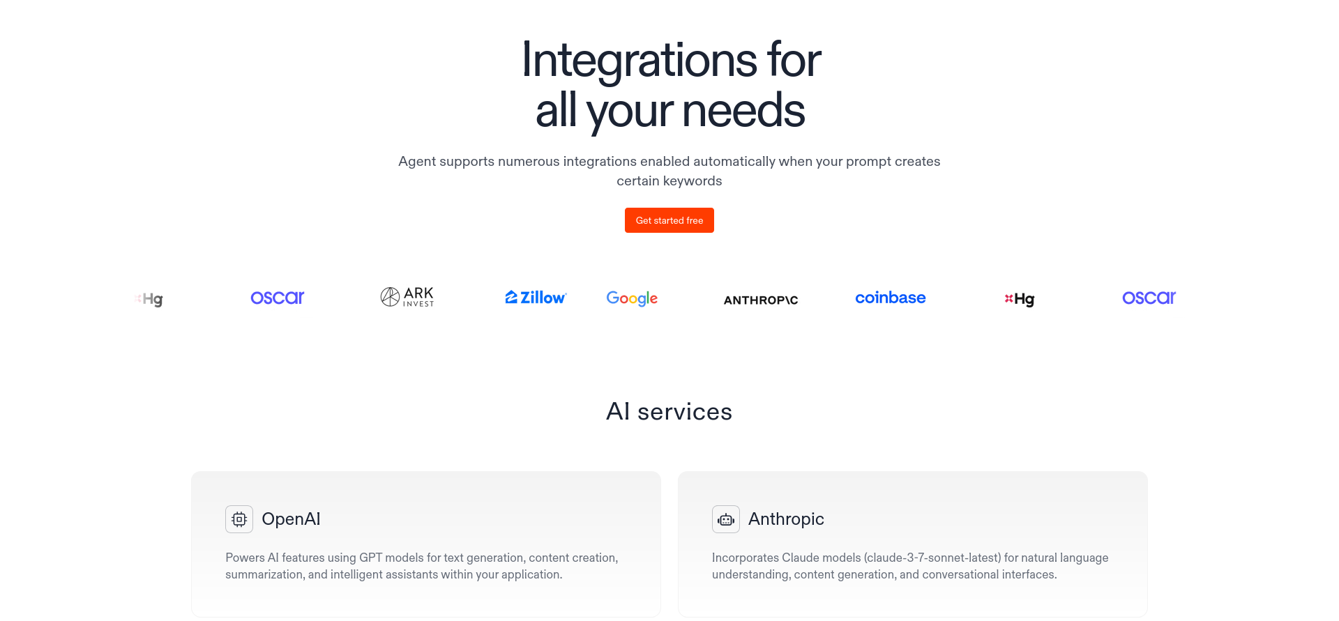 screenshot of Replit Integrations menu