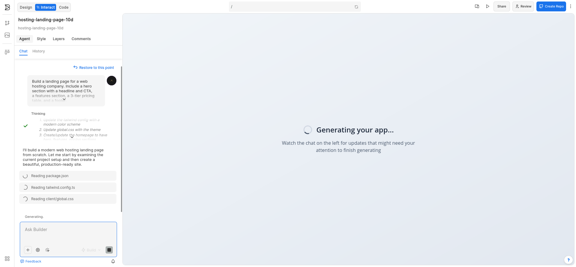 screenshot of builder.io website