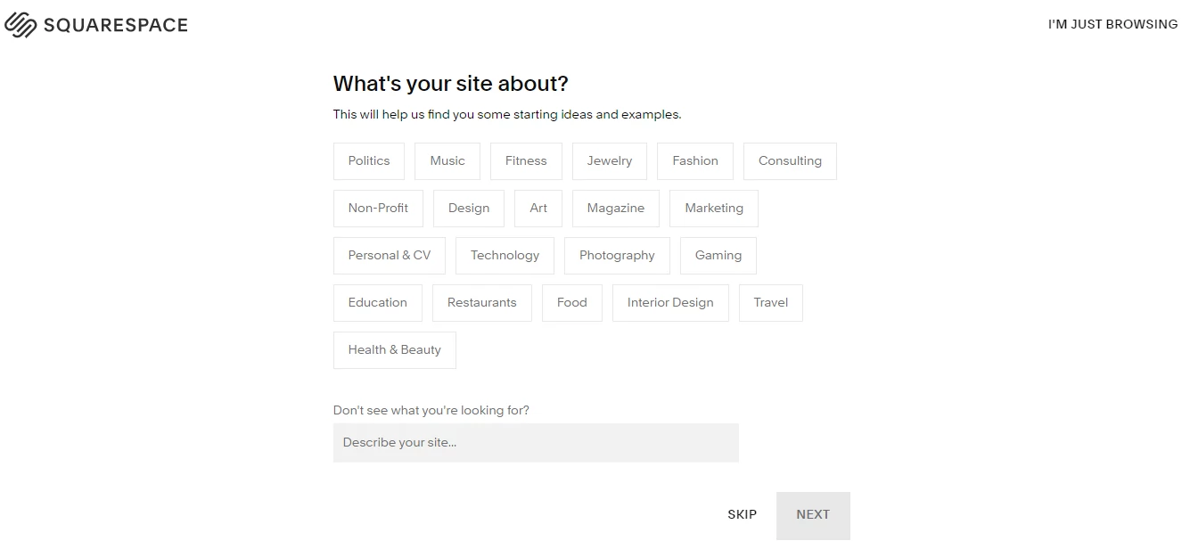 Squarespace signup onboarding during Cloudflare vs Squarespace comparison