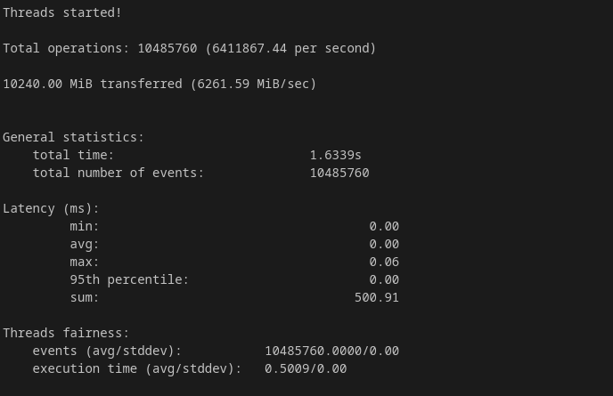 screenshot of dade2.net Memory Speed (Sequential Read) test results