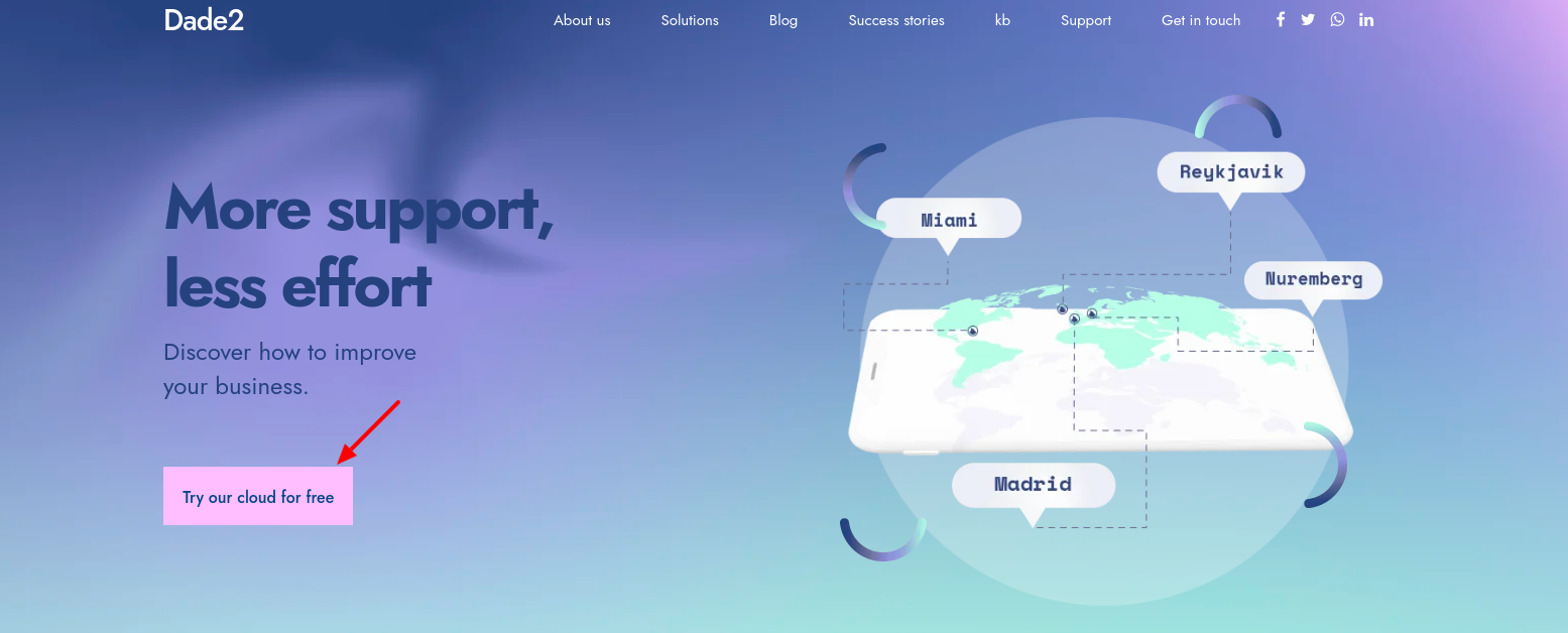 screenshot of dade2.net website
